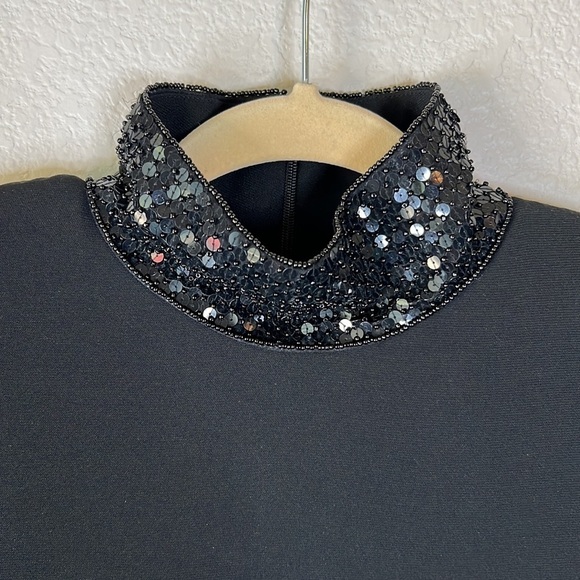 Vintage Linda Allard Ellen Tracy Black Sequin Dress Size 4 - Picture 3 of 9